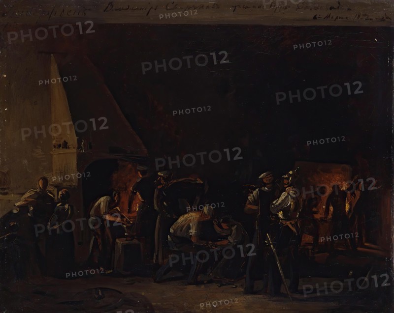The Forge of the Life-Guards Horse Regiment, 1852. Creator: Wladimir Swertschkoff.