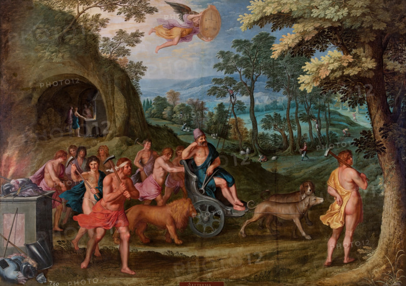 Allegory of the month of September with the triumph of Vulcan and the sign of Libra, 16th century. Creators: Otto Van Veen, Joos de Momper, the younger.
