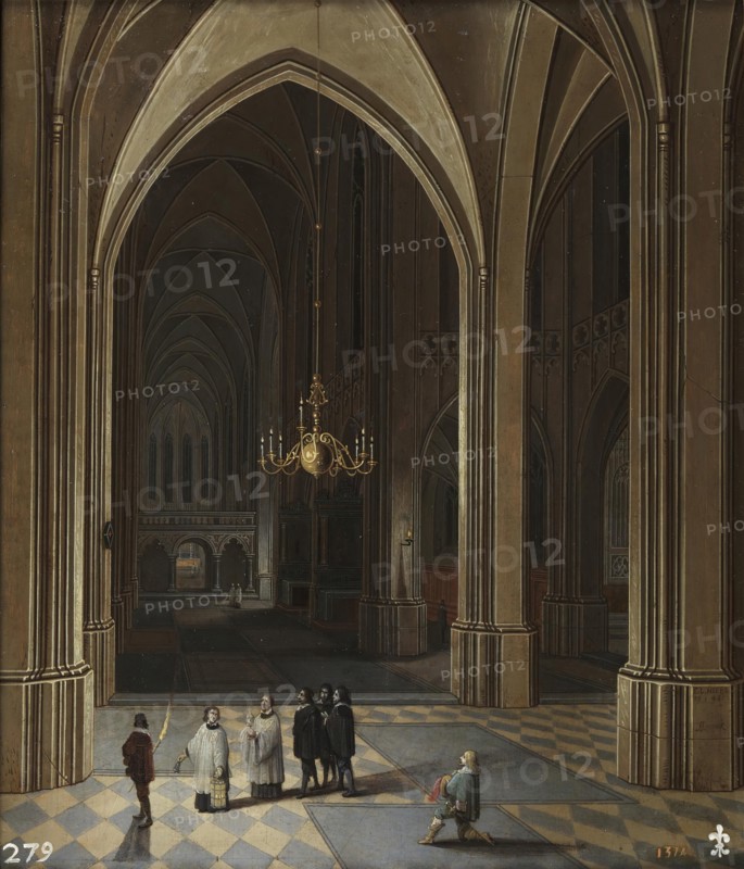 Church interior: the viaticum, 1646. Creators: Lodewyck Neeffs, Frans Francken III.