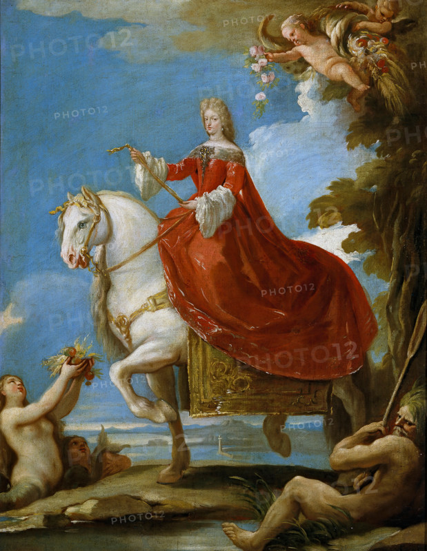 Maria Anna of Neuburg, Queen of Spain, on Horseback, between 1693 and 1694. Creator: Luca Giordano.