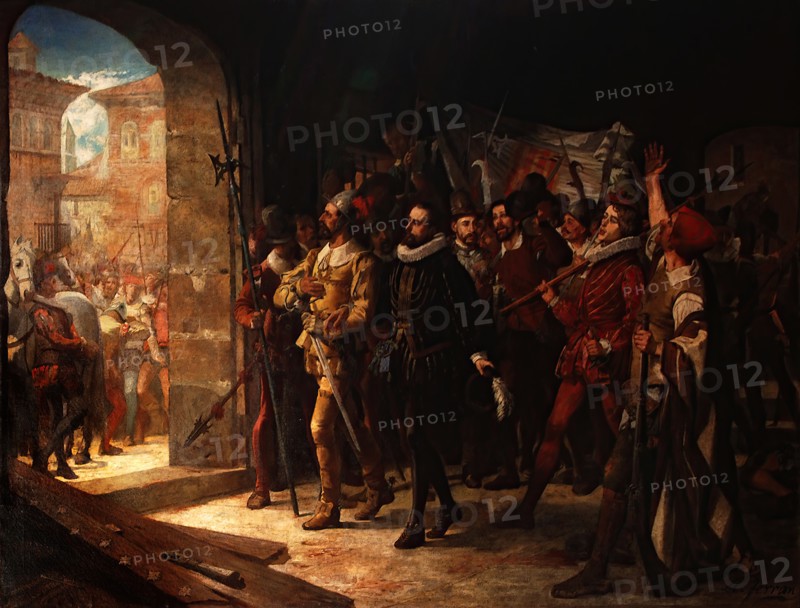Antonio Pérez released from the prison of the Manifestados..., in 1591, (1864). Creator: Manuel Ferrán Bayona.