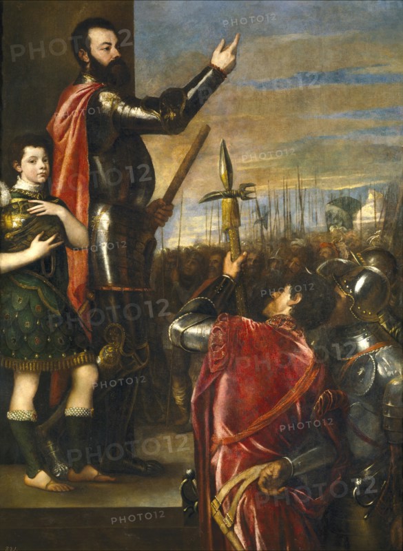 Alfonso d'Avalos Addressing his Troops, between c1540 and c1541. Creator: Titian.