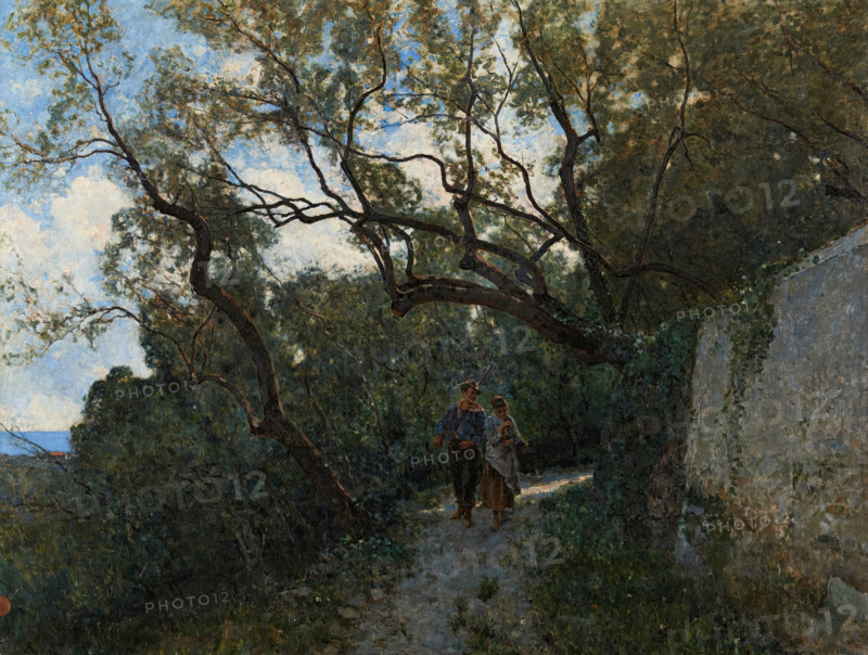Landscape near Genoa, or In the Forest, c1885. Creator: Serafin Avendano.