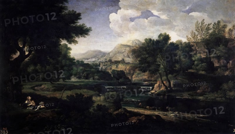 Landscape with Magdalen Worshipping the Cross, c1660. Creator: Gaspard Dughet.
