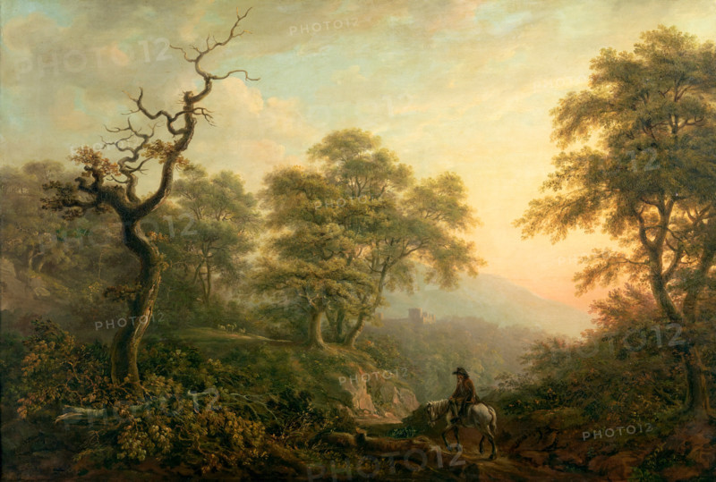 Landscape with a Figure on Horseback, 1787. Creator: Nicholas Pocock.
