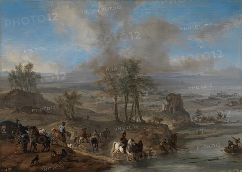 Hunting Party and Fishermen, between 1660 and 1662. Creator: Philip Wouverman.