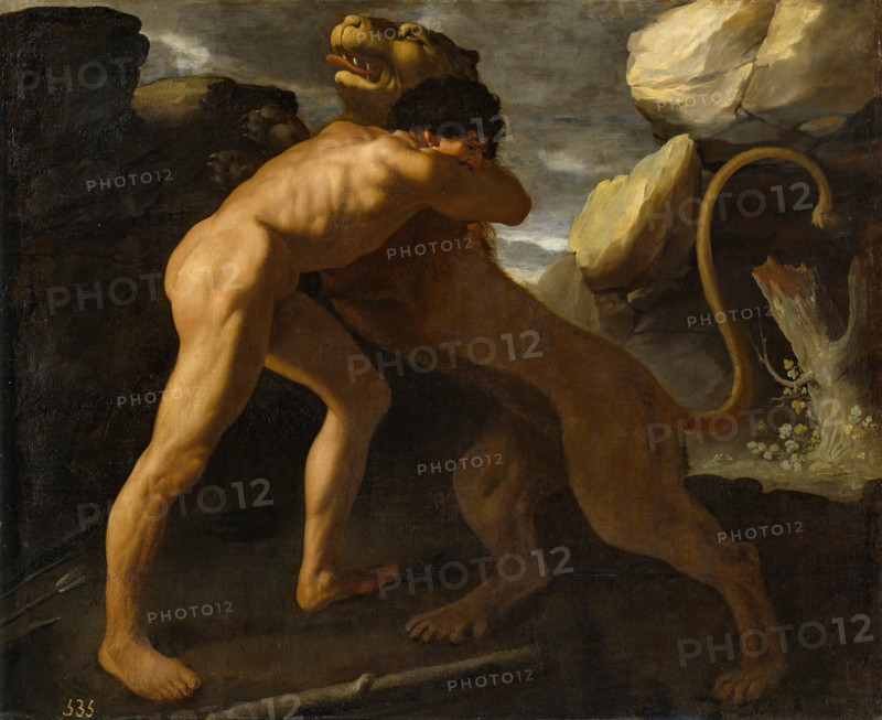 Hercules Fighting the Nemean Lion, 1634. Creator: Francisco de Zurbaran.