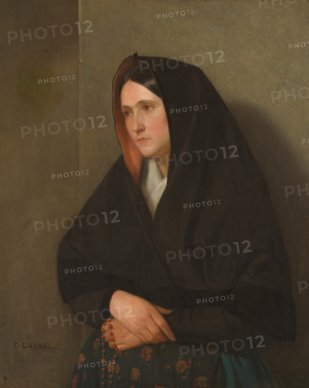 Woman with a rosary, 1856. Creator: Carlos Larraz y Micheto.