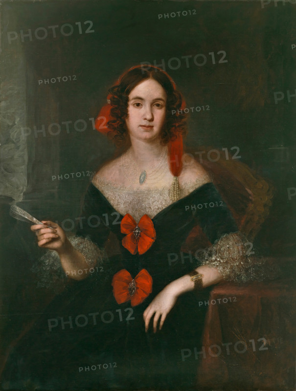 Lady with a Fan, between c1835 and c1840. Creator: Jose Gutierrez de la Vega.