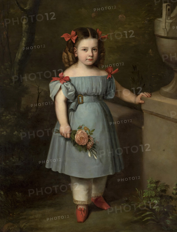 Portrait of a Girl in Blue with Roses in Her Hand, 1834. Creator: Antonio María Esquivel.