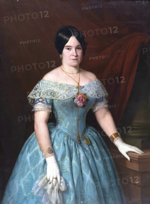 Portrait of a Lady Dressed in Blue, 1843. Creator: Antonio María Esquivel.