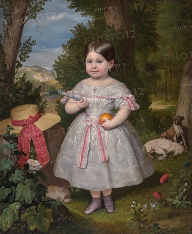 Portrait of a Young Girl in a Landscape, 1847. Creator: Carlos Luis de Ribera y Fieve.