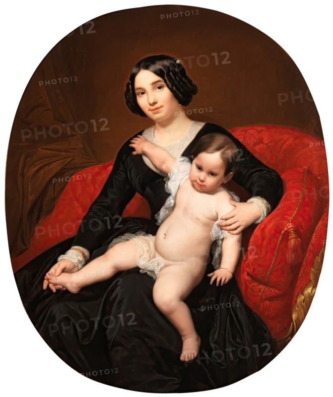 Portrait of a Lady with her Son, 1849. Creator: Carlos Luis de Ribera y Fieve.