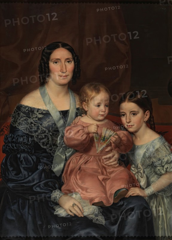 Antonia Cabo, with her sister and her son Mariano Barrio, c1839.  Creator: Rafael Tegeo Díaz.