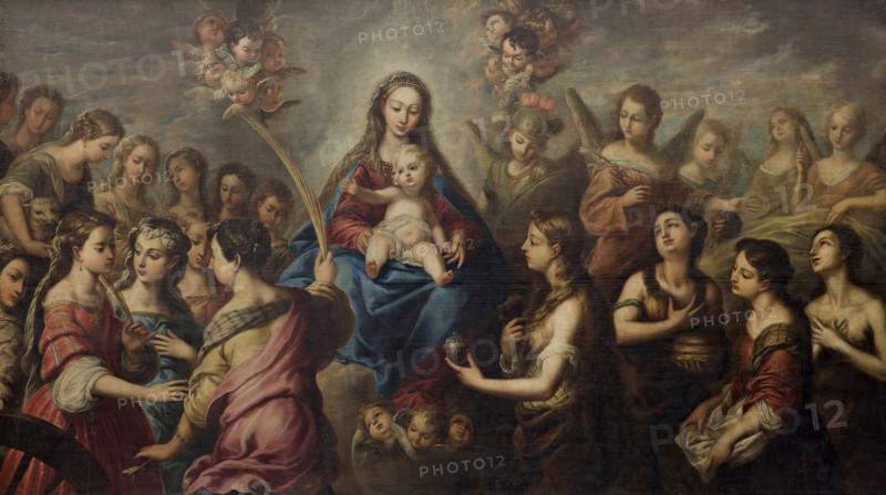 The Virgin with Saints and Angels, 17th century. Creator: Pedro Atanasio Bocanegra.