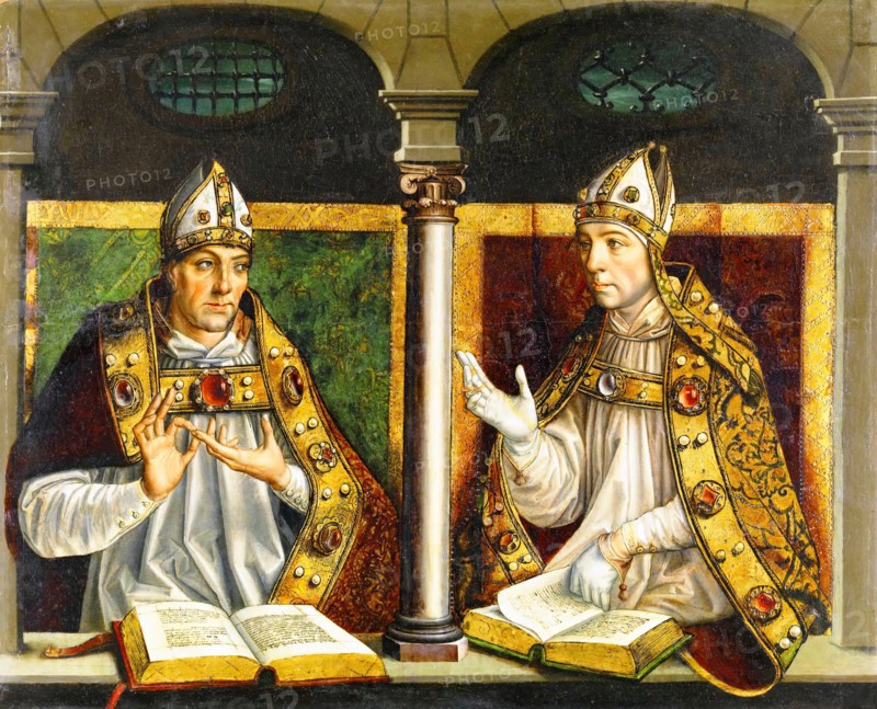 Saint Ambrose and Saint Augustine, between c1495 and c1500. Creator: Pedro Berruguete.