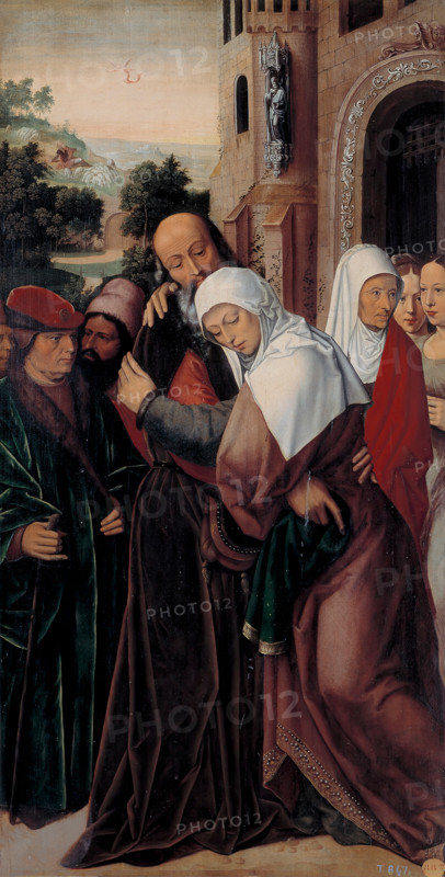 The Embrace of Saint Joachim and Saint Anne at the Golden Gate, c1528. Creator: Ambrosius Benson.