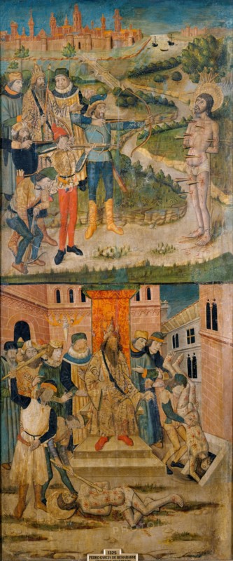 Martyrdom of Saint Sebastian and Saint Polycarp, c1470. Creator: Pedro García de Benavarre.
