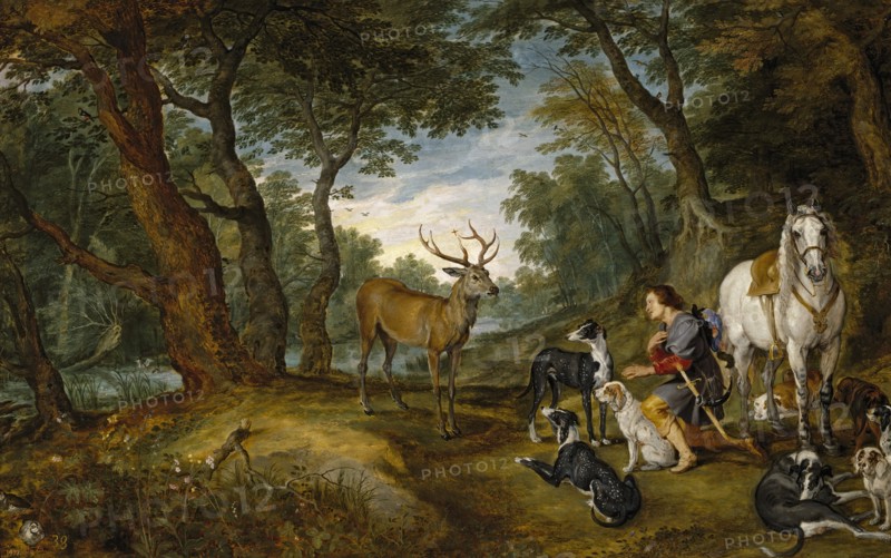 The Vision of St Hubert, between 1617 and 1620. Creator: Jan Brueghel the Elder.