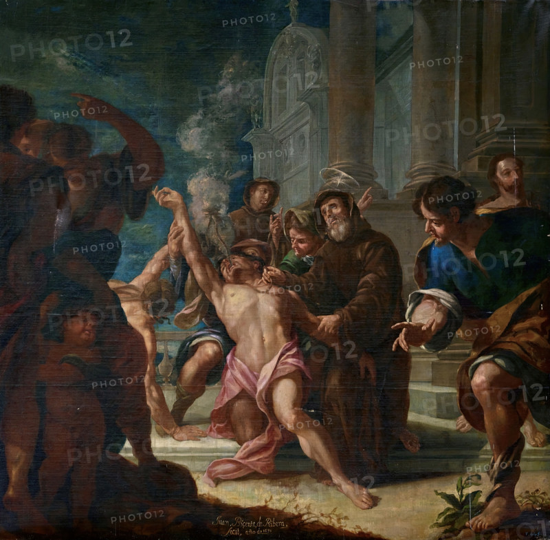 Saint Francis of Paola healing a possessed man, 1691. Creator: Juan Vicente de Ribera.