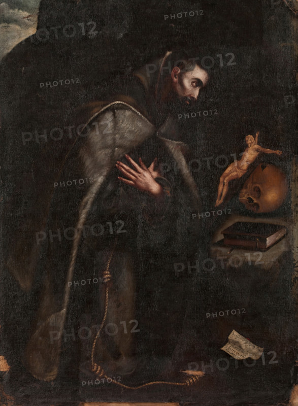 Saint Francis of Assisi kneeling in meditation, 1664. Creator: Mariana de la Cueva Benavides y Barradas.