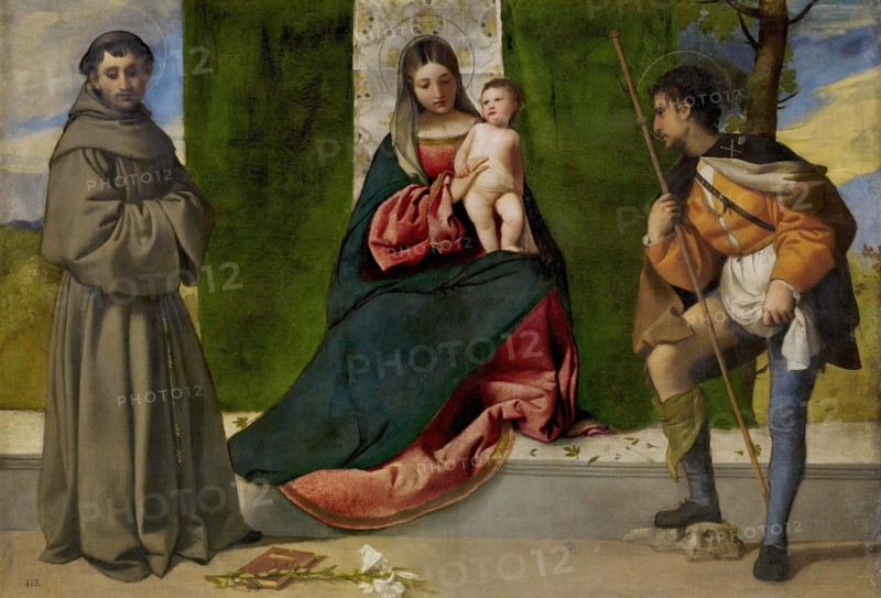 The Virgin and Child between Saint Anthony of Padua and Saint Roch, c1508. Creator: Titian.
