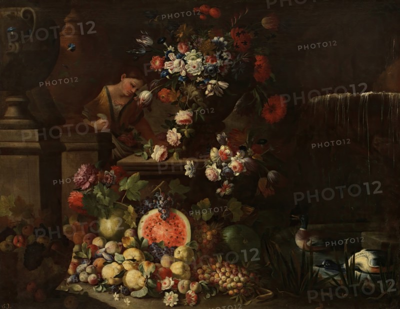 Garden with flowers and fruit, 17th century. Creator: Unknown.