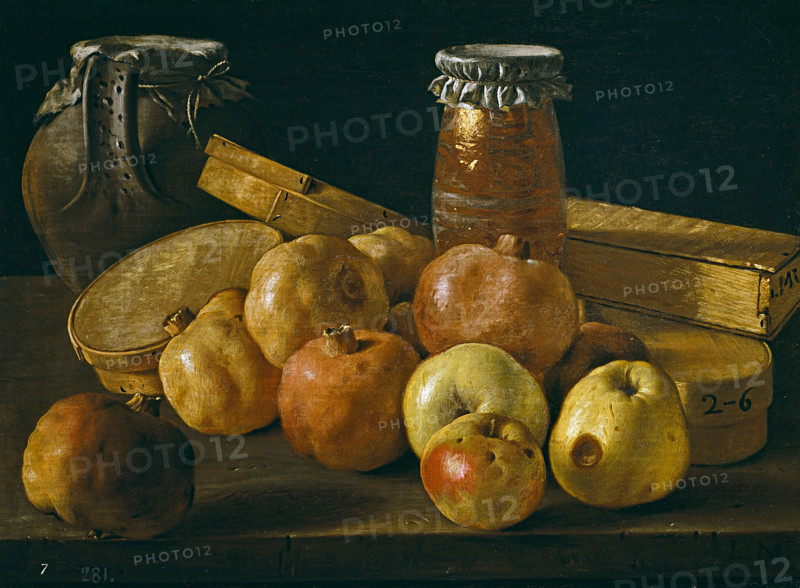 Still Life with Pomegranates and Apples, Boxes of Sweets, and Other Containers, end of 18th centuty. Creator: Luis Meléndez.