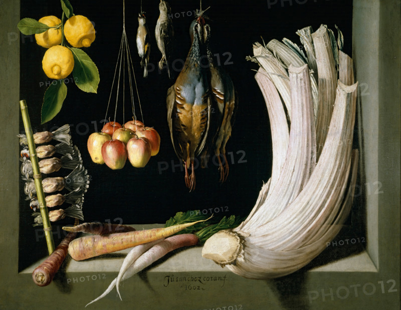 Still Life with Game Fowl,Vegetables and Fruits, 1602. Creator: Juan Sanchez Cotan.