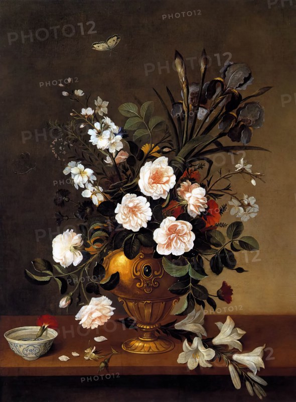 Flower Vase and Ceramic Bowl, 1663. Creator: Pedro de Camprobin.