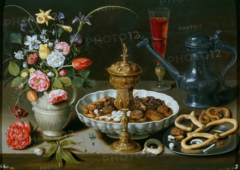 Still life with flowers, goblet and dainties, 1611. Creator: Clara Peeters.