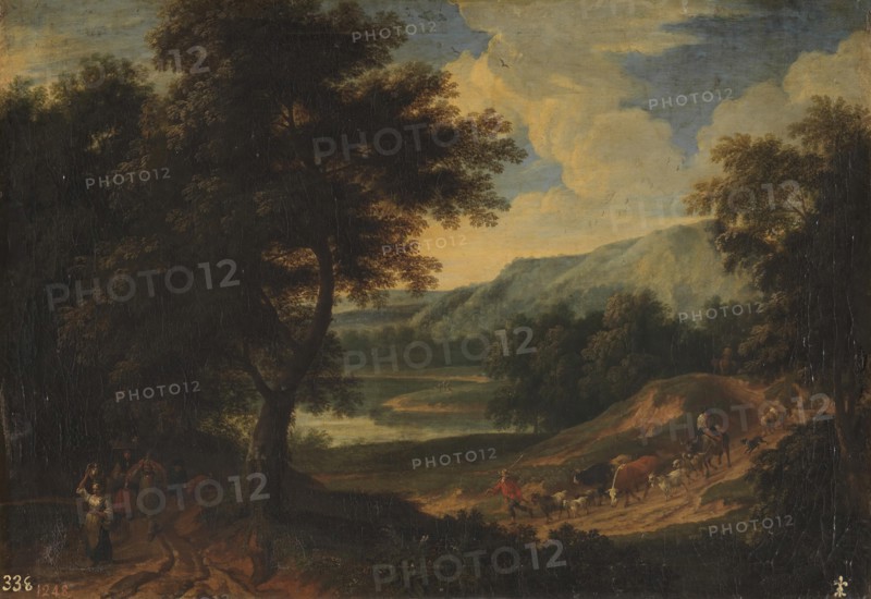 Landscape with shepherds and cattle, between 1674 and 1717. Creator: Adriaen Frans Boudewyns.