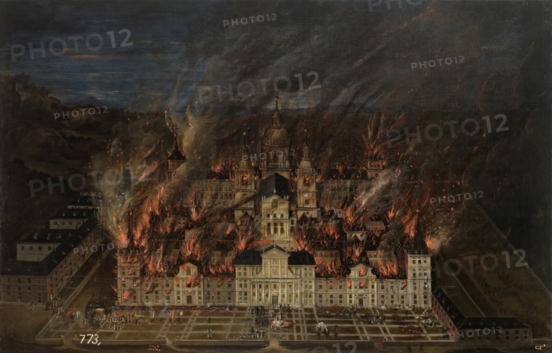 Fire at the Monastery of El Escorial in 1671, 17th century. Creator: Unknown.