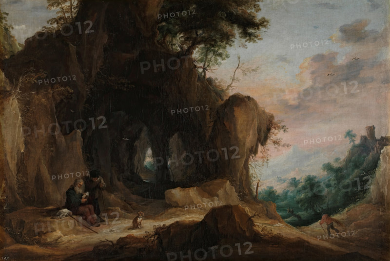 Landscape with a hermit, c1650. Creator: David Teniers II.