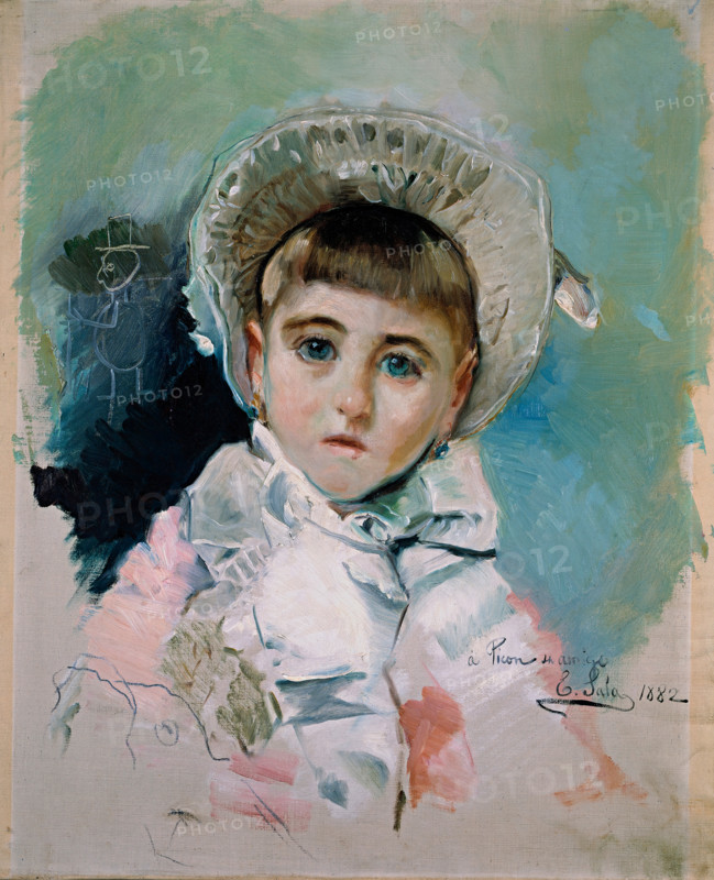 María Picón y Pardiñas, wearing a white bonnet, 1882. Creator: Emilio Sala.