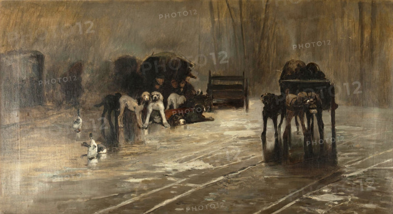 Market dogs, (Memory of Holland), 1876. Creator: Jaume Morera Galicia.