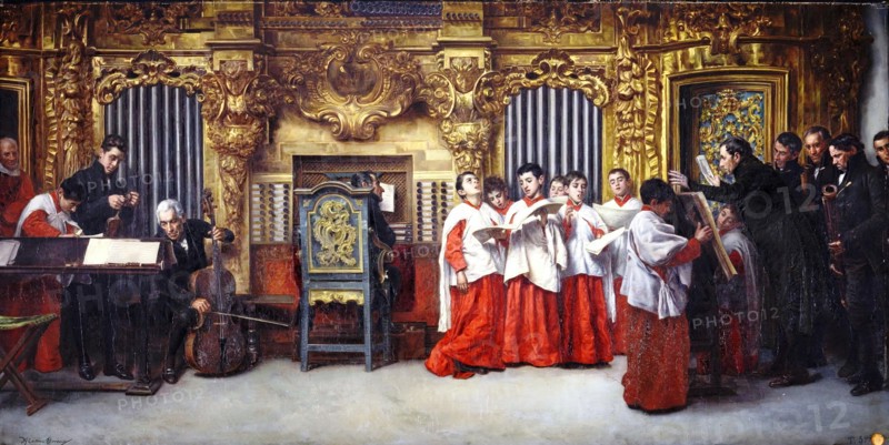 Organ rehearsal, 1880. Creator: Matias Moreno.