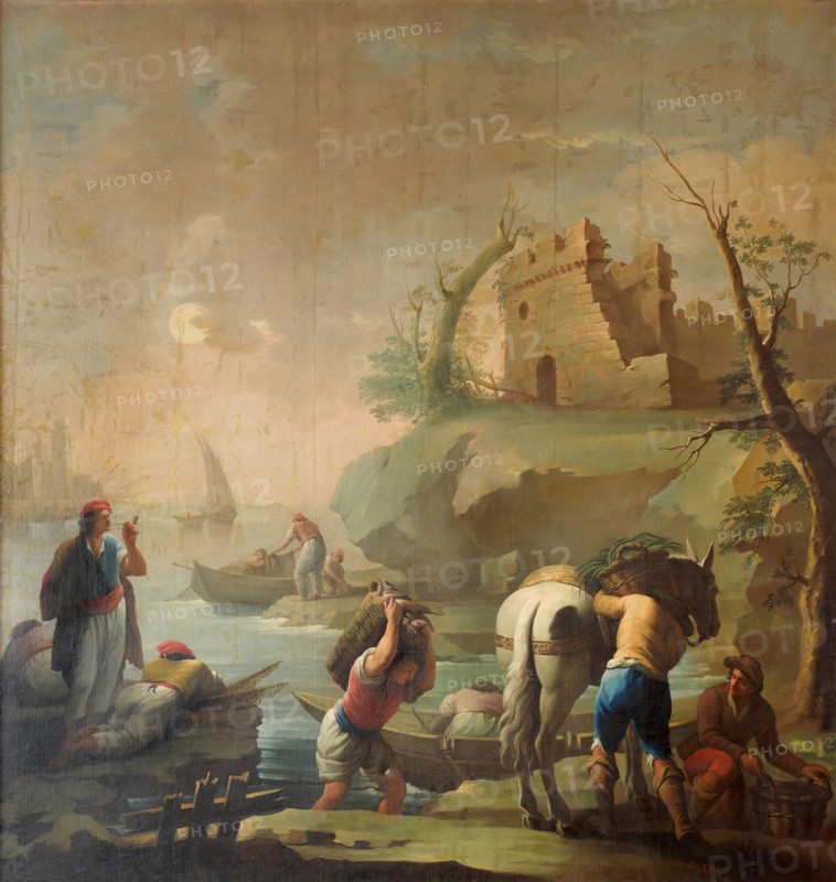 Fishermen loading their catch onto a horse, 1785. Creator: Zacarias Gonzalez Velazquez.