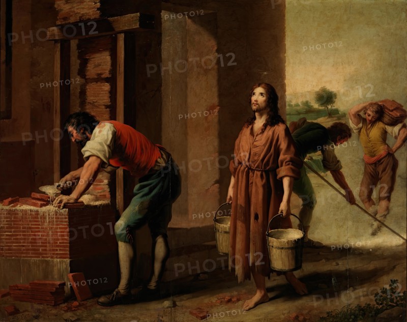 Saint Francis Building the Church of San Damiano, c1787. Creator: Zacarias Gonzalez Velazquez.