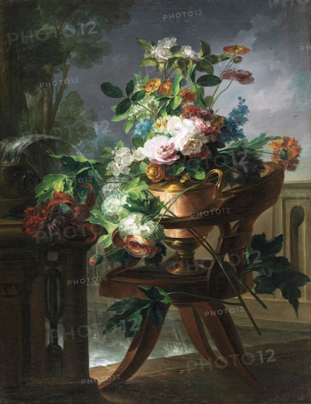 Flower Vase on a Chair, 1844. Creator: Miguel Parra Abril.