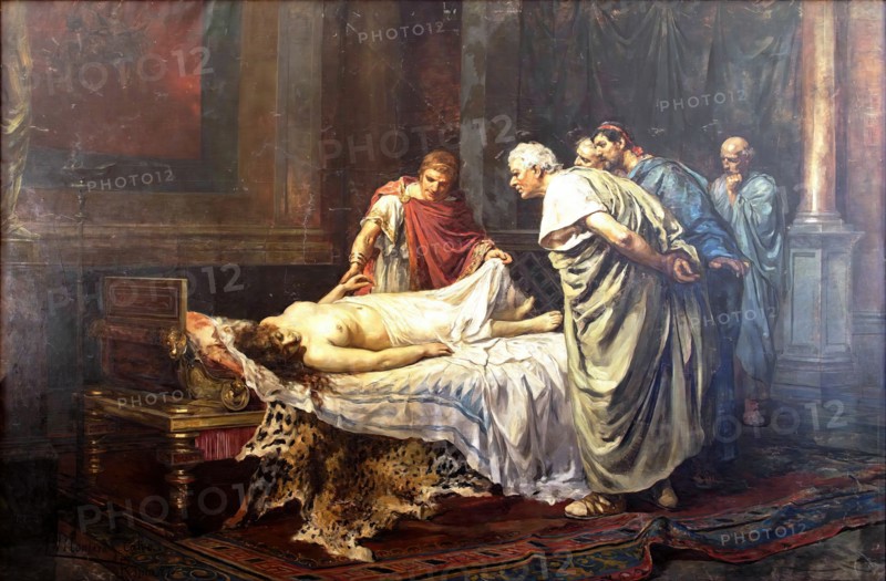 Nero before the corpse of his mother, Agrippina the Younger, 1887. Creator: Arturo Montero y Calvo.