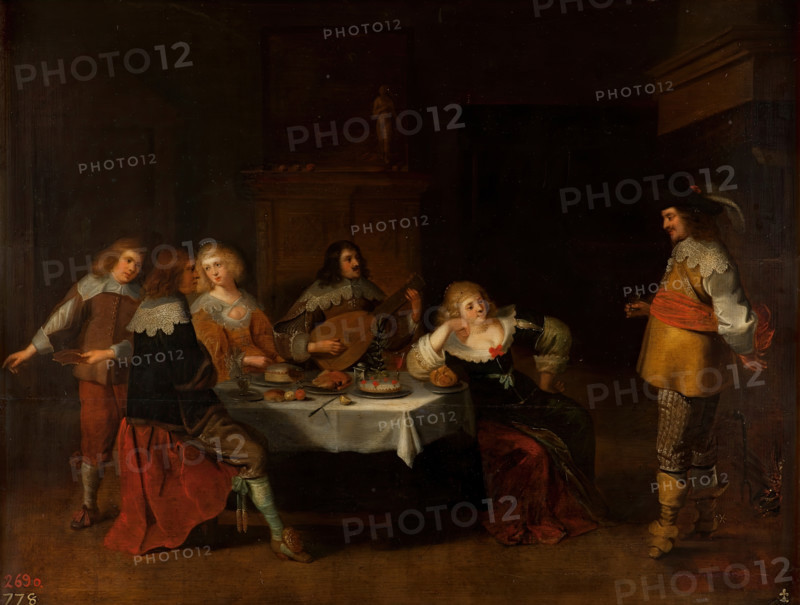 Banquet of courtesans and soldiers, 1630. Creator: Christoffel Jacobsz van der Laemen.