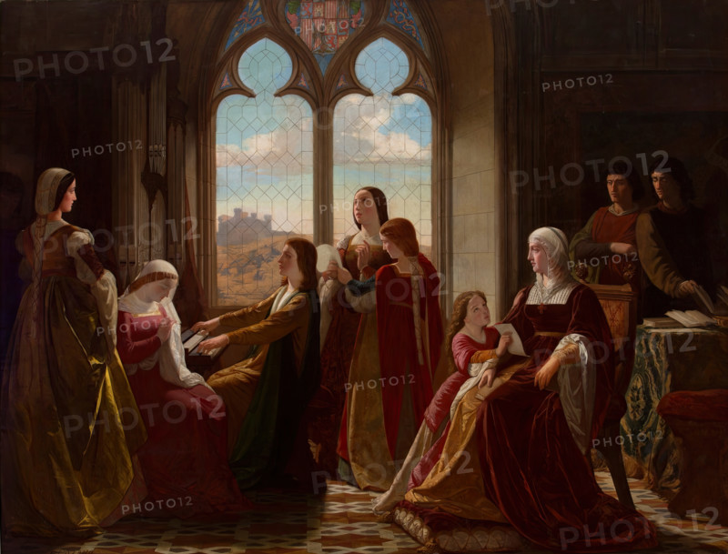 Queen Isabella the Catholic Overseeing Her Children's Education, c1864. Creator: Isidoro Santos Lozano Sirgo.