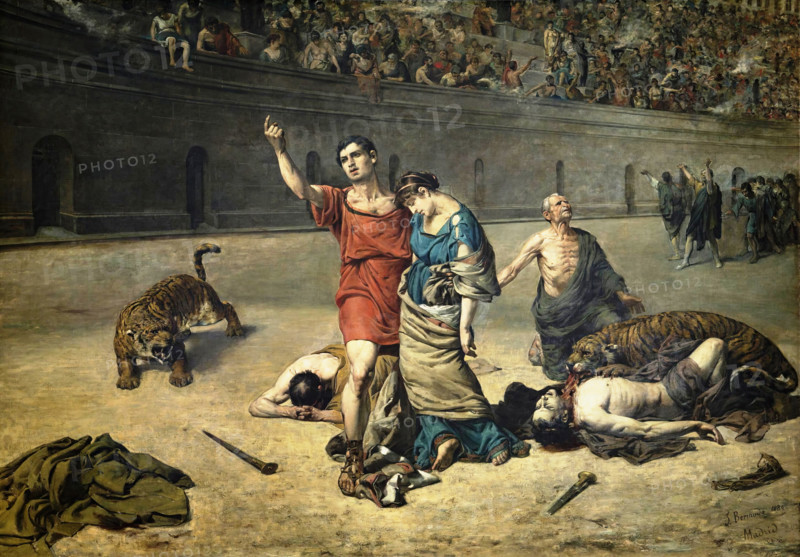 Eudorus and Cymodocea in the Amphitheater, 1884. Creator: José Bermudo Mateos.