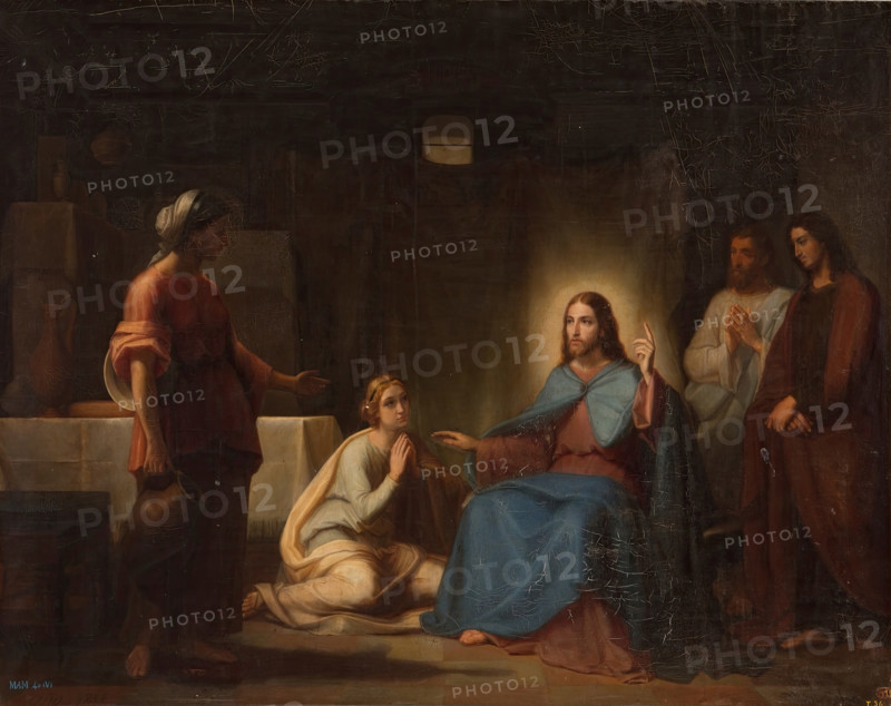 Jesus at the Home of Martha and Mary, c1858. Creator: Juan Antonio Vera Calvo.