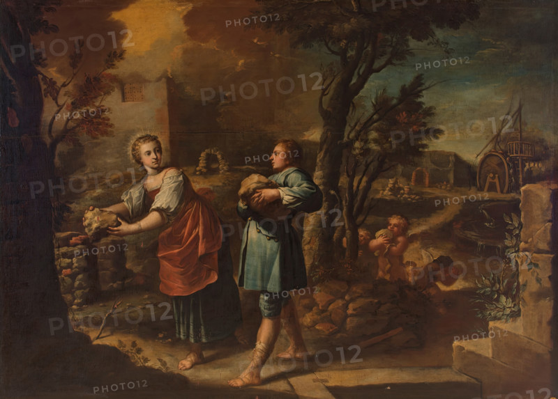 Saint Teresa and her brother Don Rodrigo attempting to build hermitages, 1735. Creator: Juan García de Miranda.