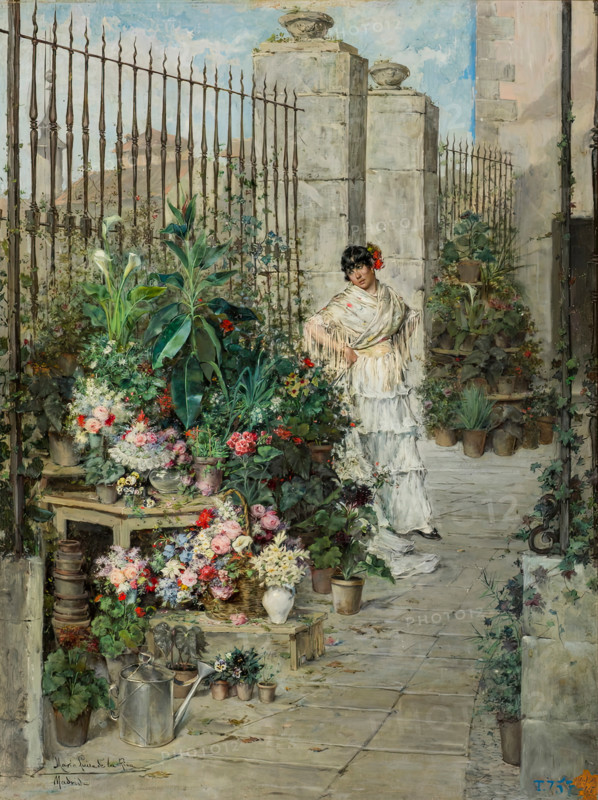 Flower stall, 1887. Creator: María Luisa de la Riva de Muñoz.