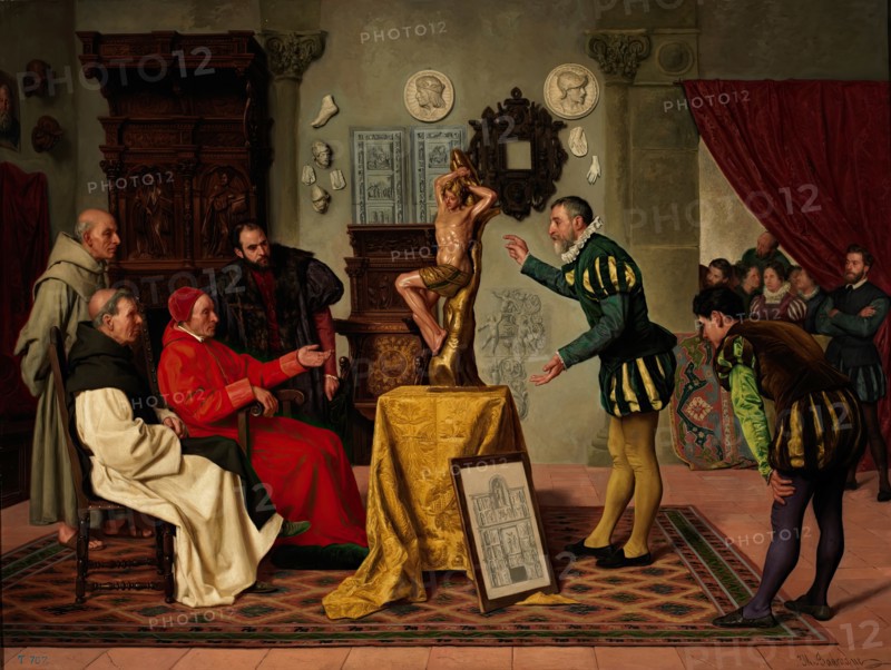 Visit of Cardinal Tavera to the famous Alonso Berruguete, c1884.  Creator: Miguel Jadraque y Sánchez-Ocaña.