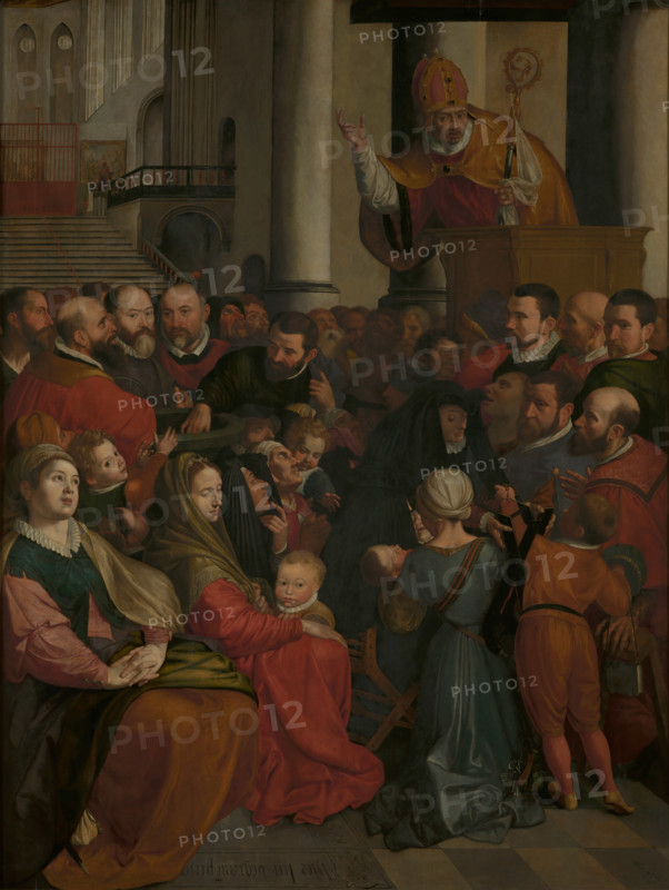 Saint Eligius preaches in Antwerp, 1588. Creator: Ambrosius Francken I.