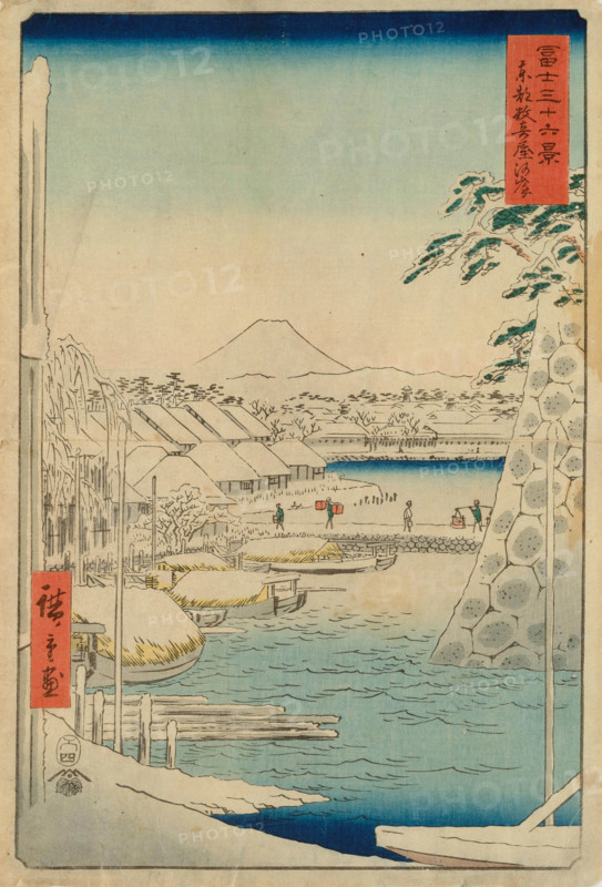 The Riverbank at Sukiya in the Eastern Capital (From the series 36 Views of Mount Fuji), 1858. Creator: Ando Hiroshige.
